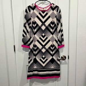 Black White Gray and Hot Pink Eliza J Sheath Dress Size 6